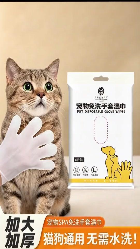宠物用品赛道文案素材 - 免洗宠物洗澡手套#养宠好物分享 #养猫知识分享 #日常生活小妙招 #撸猫手套 - 金银猫狗屋作品
