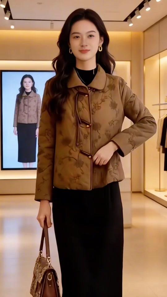 耳饰赛道文案素材 - 谁说传统不时髦？立领盘扣棉衣配黑裙，手提精致皮包，长发与耳饰摇曳生姿。一身穿搭，让快时尚店铺秒变东方美学展馆。 #国风日常 #秋冬氛围感#穿搭搭配 #时装穿搭 #穿搭穿搭 - 木子依依作品